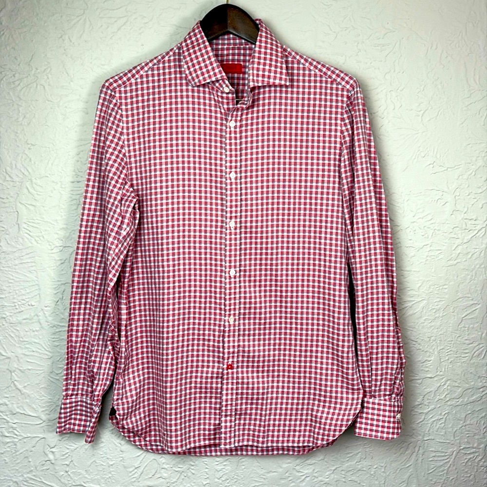 ISAIA Napoli Plaid Button Down Dress Shirt